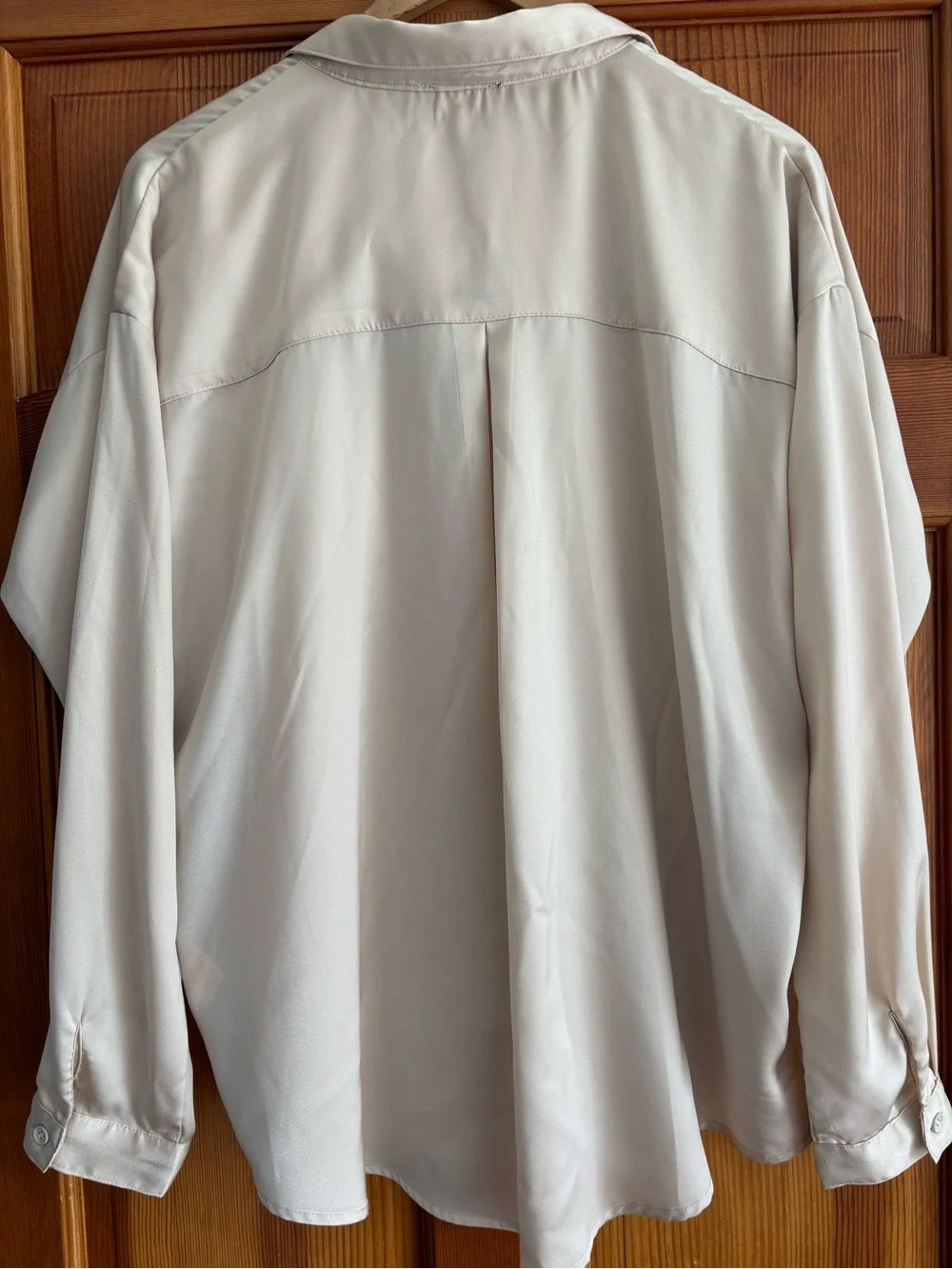 VICI Soft Cream Button-Up Pocket Blouse